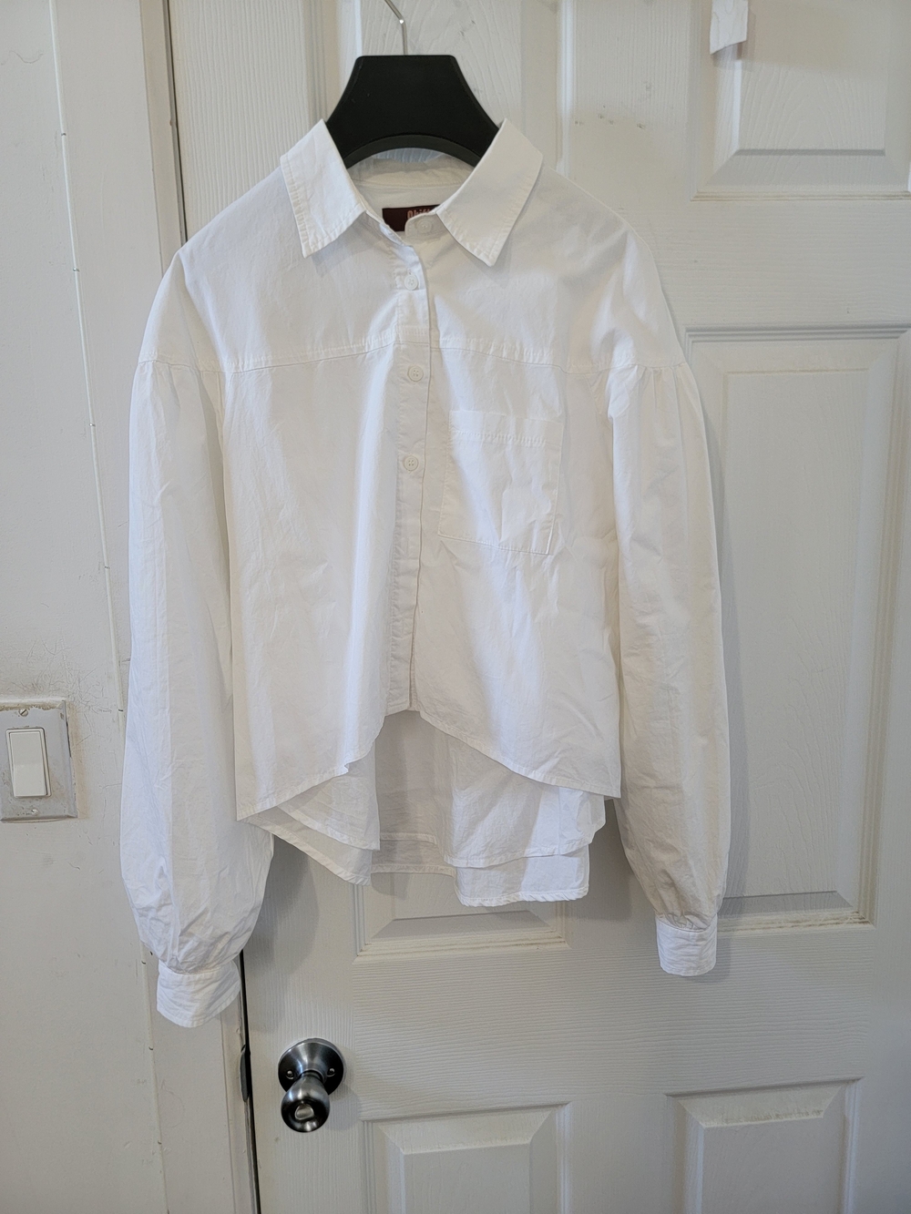 White Button-Front Long-Sleeve Shirt